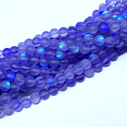 CMS296 Synthetic Moonstone Beads Matte Round 8mm 15" Strand