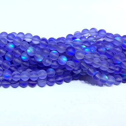 CMS296 Synthetic Moonstone Beads Matte Round 8mm 15" Strand