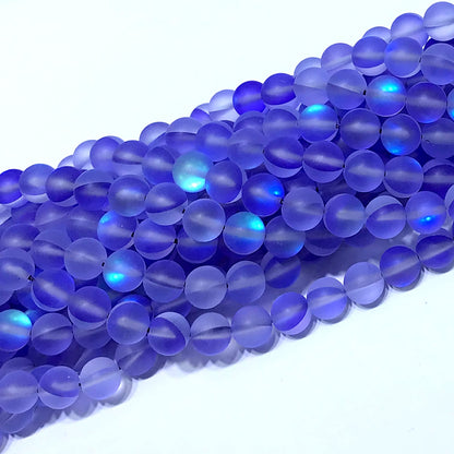 CMS297 Synthetic Moonstone Beads Matte Round 10mm 15" Strand