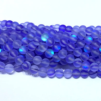 CMS297 Synthetic Moonstone Beads Matte Round 10mm 15" Strand