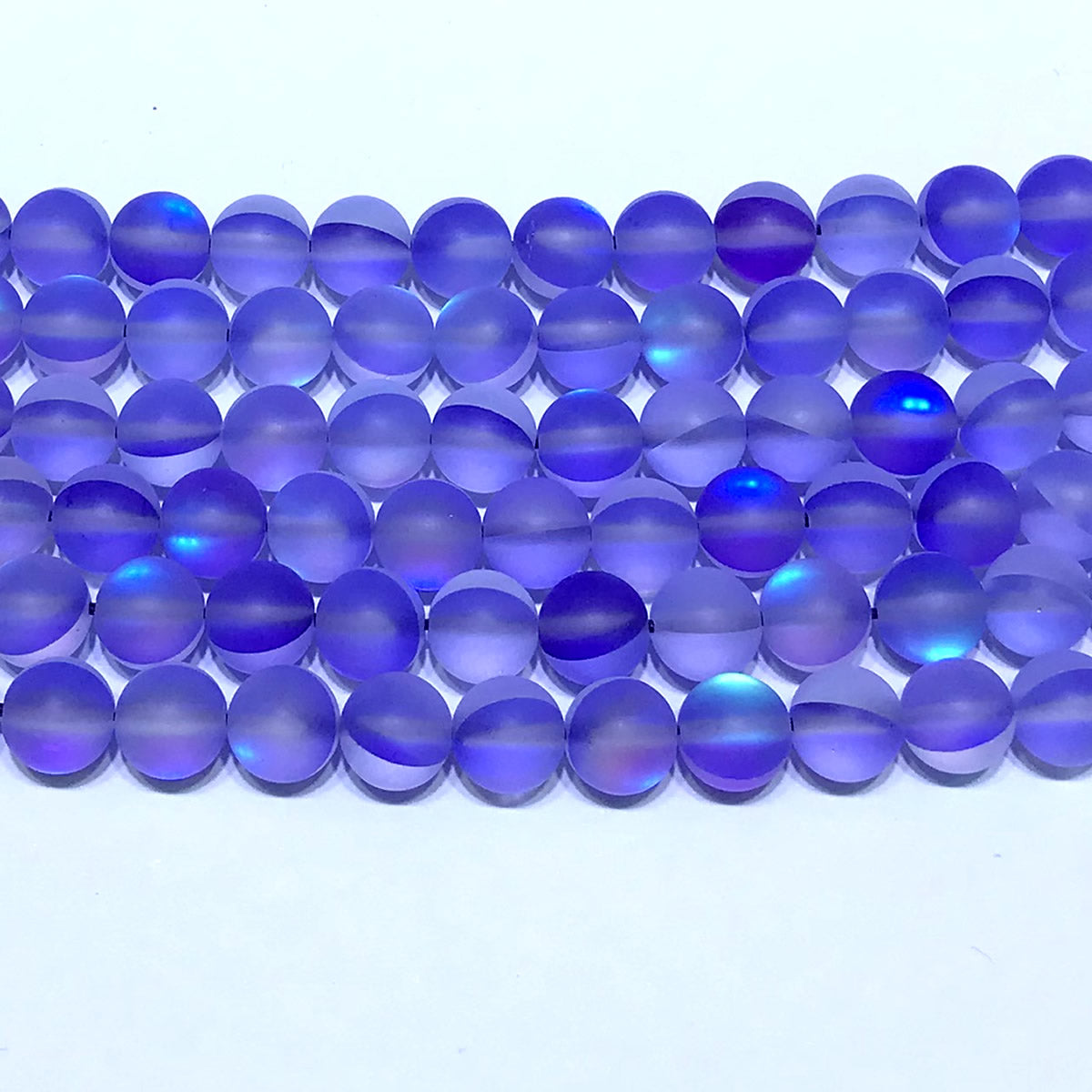 CMS297 Synthetic Moonstone Beads Matte Round 10mm 15" Strand