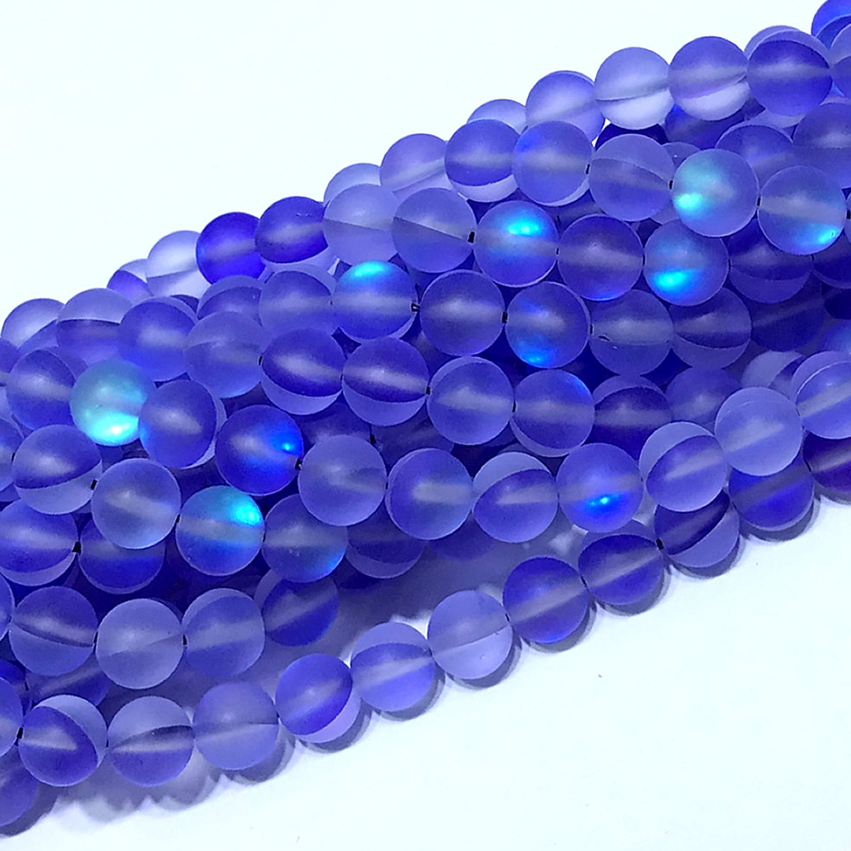 CMS298 Synthetic Moonstone Beads Matte Round 12mm 15" Strand