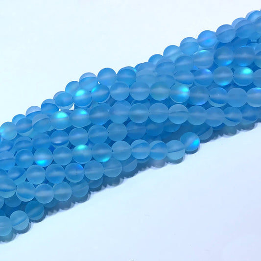 CMS300 Synthetic Moonstone Beads Matte Round 6mm 15" Strand