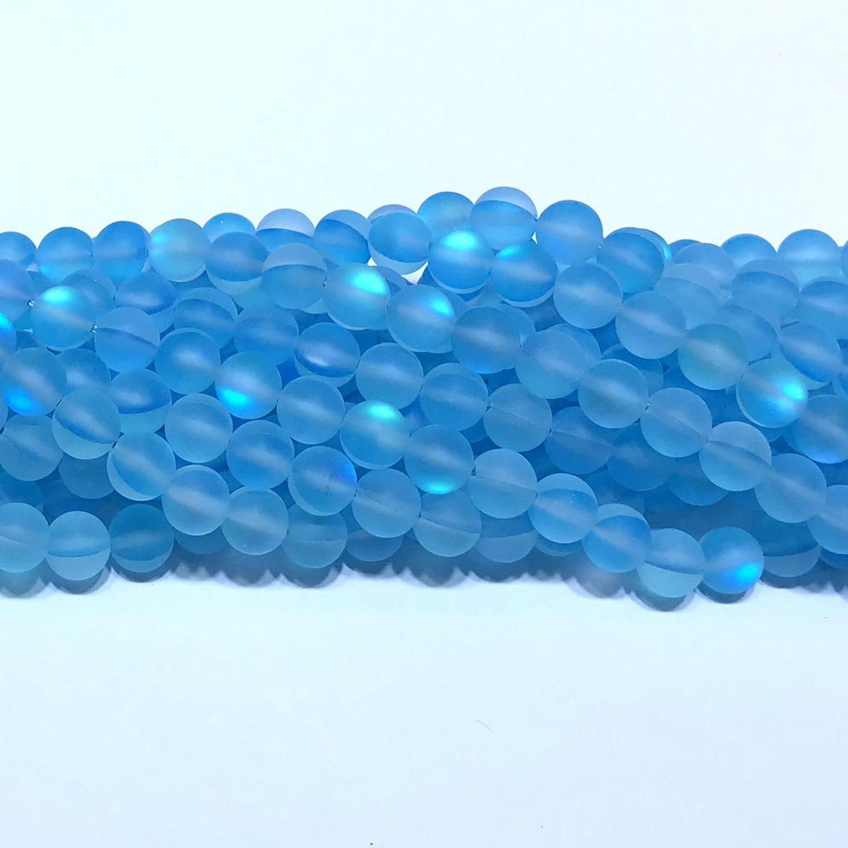 CMS300 Synthetic Moonstone Beads Matte Round 6mm 15" Strand