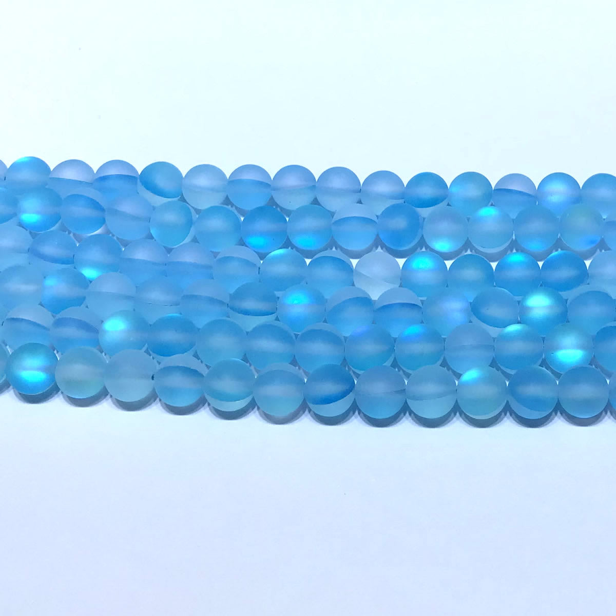 CMS300 Synthetic Moonstone Beads Matte Round 6mm 15" Strand