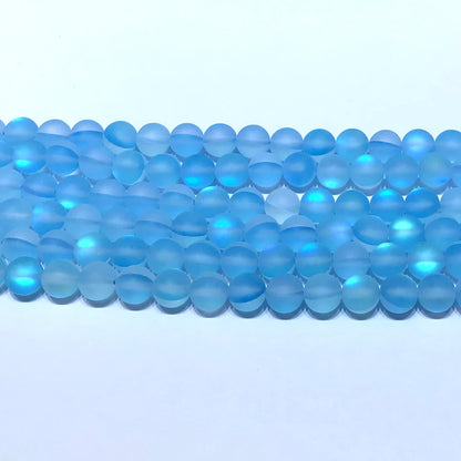 CMS300 Synthetic Moonstone Beads Matte Round 6mm 15" Strand