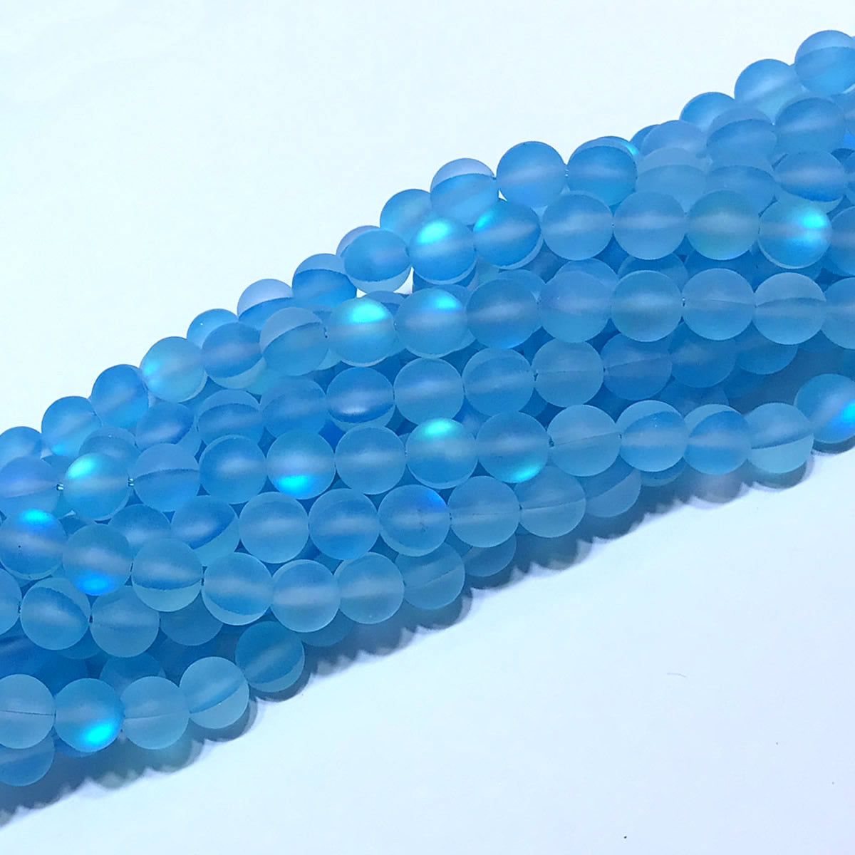 CMS301 Synthetic Moonstone Beads Matte Round 8mm 15" Strand