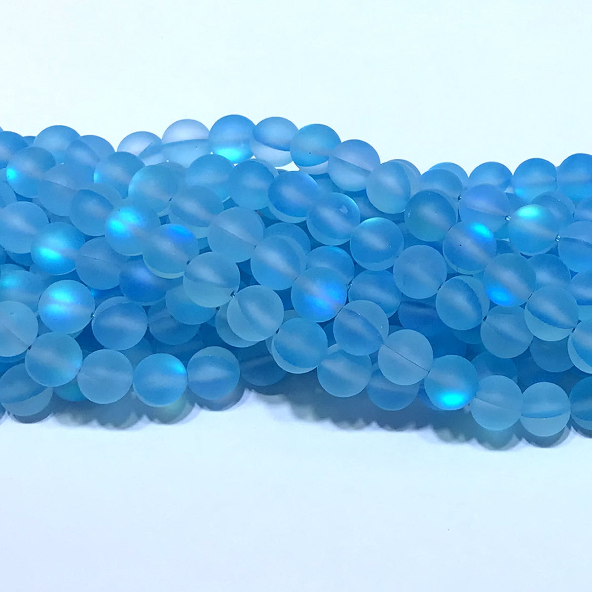 CMS302 Synthetic Moonstone Beads Matte Round 10mm 15" Strand