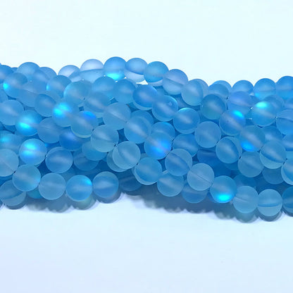 CMS302 Synthetic Moonstone Beads Matte Round 10mm 15" Strand