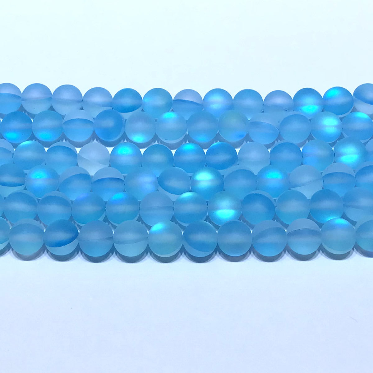 CMS302 Synthetic Moonstone Beads Matte Round 10mm 15" Strand