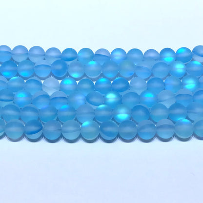 CMS302 Synthetic Moonstone Beads Matte Round 10mm 15" Strand