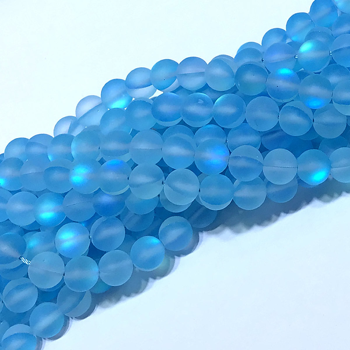 CMS303 Synthetic Moonstone Beads Matte Round 12mm 15" Strand