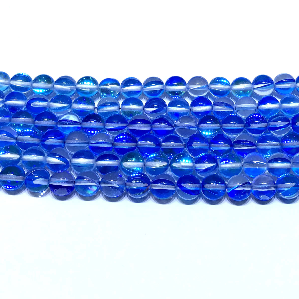 CMS311 Synthetic Moonstone Beads Smooth Round 8mm 15" Strand