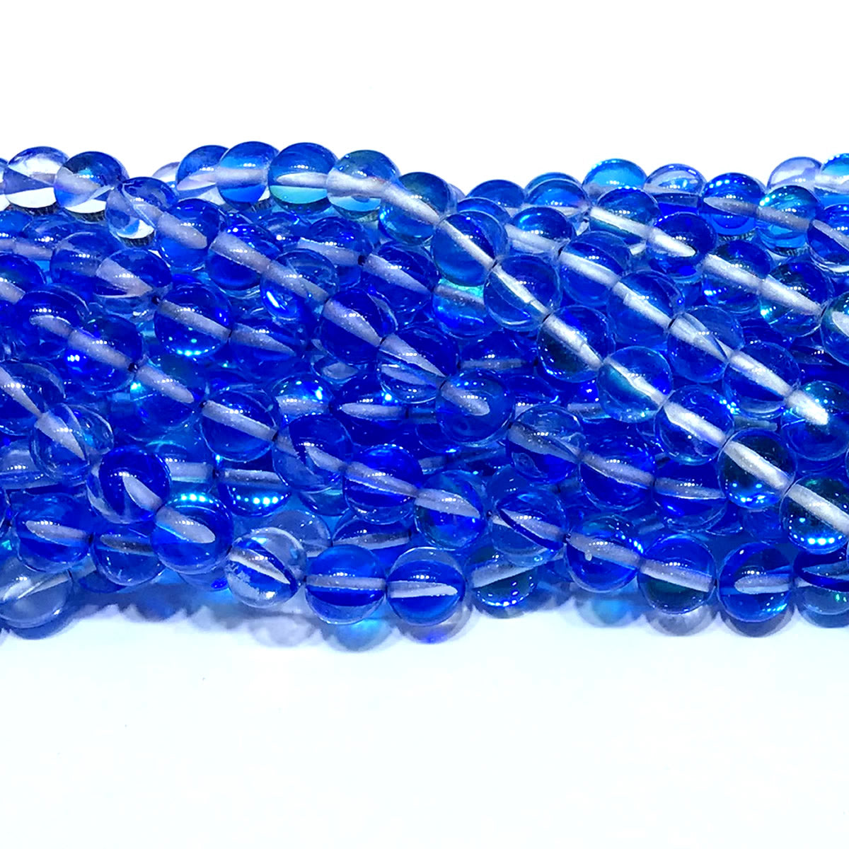 CMS312 Synthetic Moonstone Beads Smooth Round 10mm 15" Strand