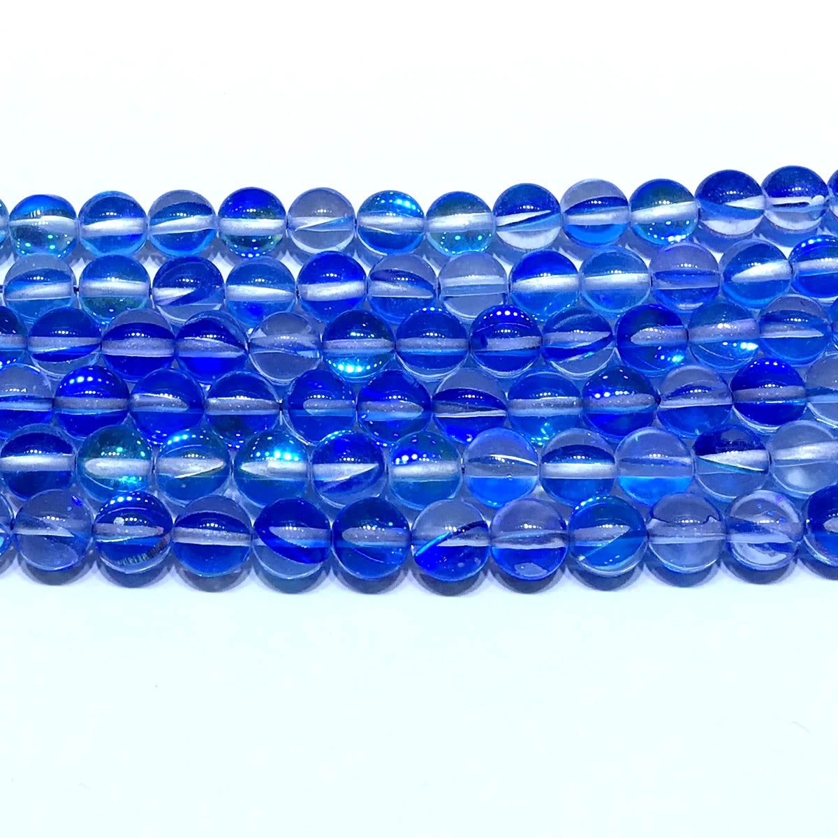 CMS312 Synthetic Moonstone Beads Smooth Round 10mm 15" Strand