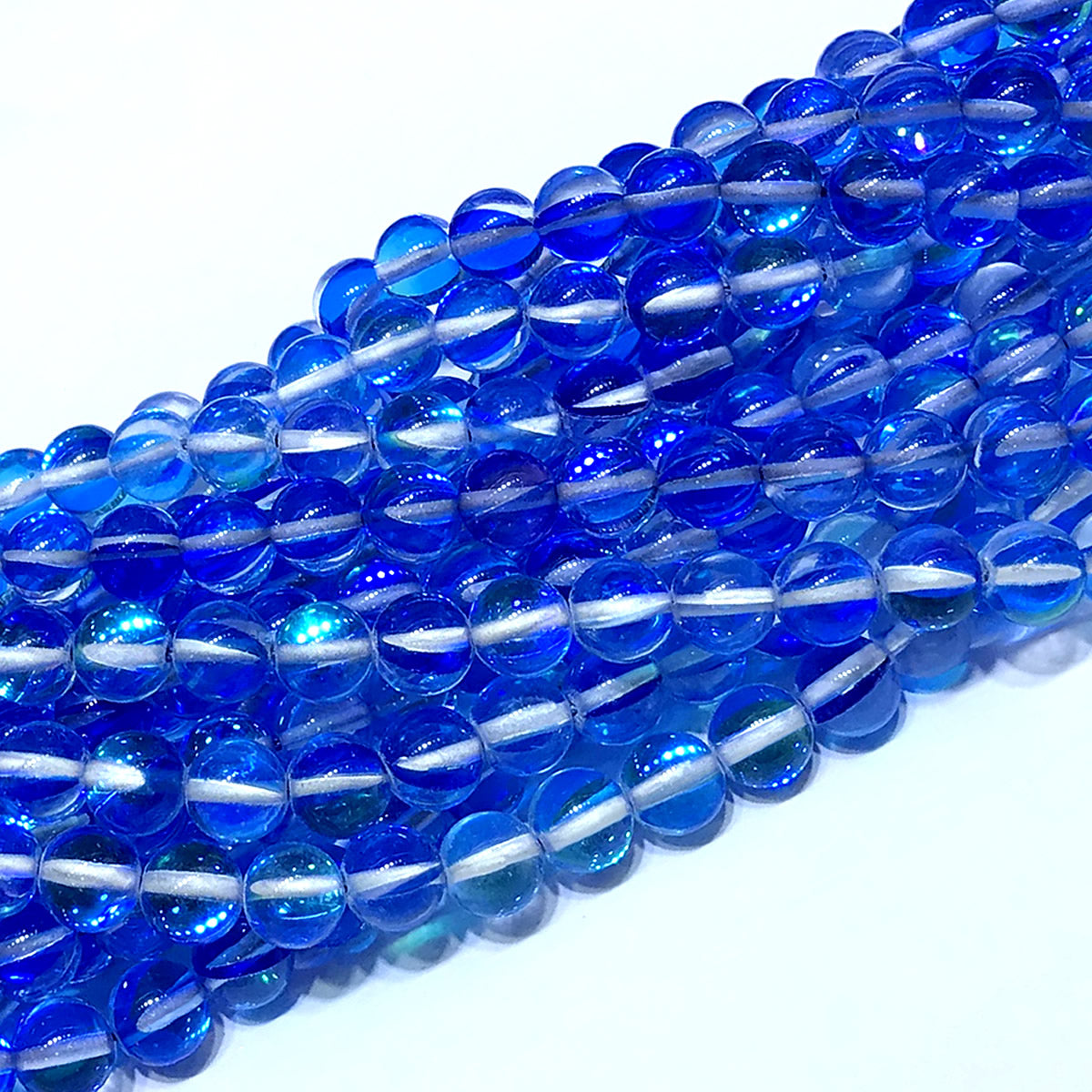 CMS313 Synthetic Moonstone Beads Smooth Round 12mm 15" Strand