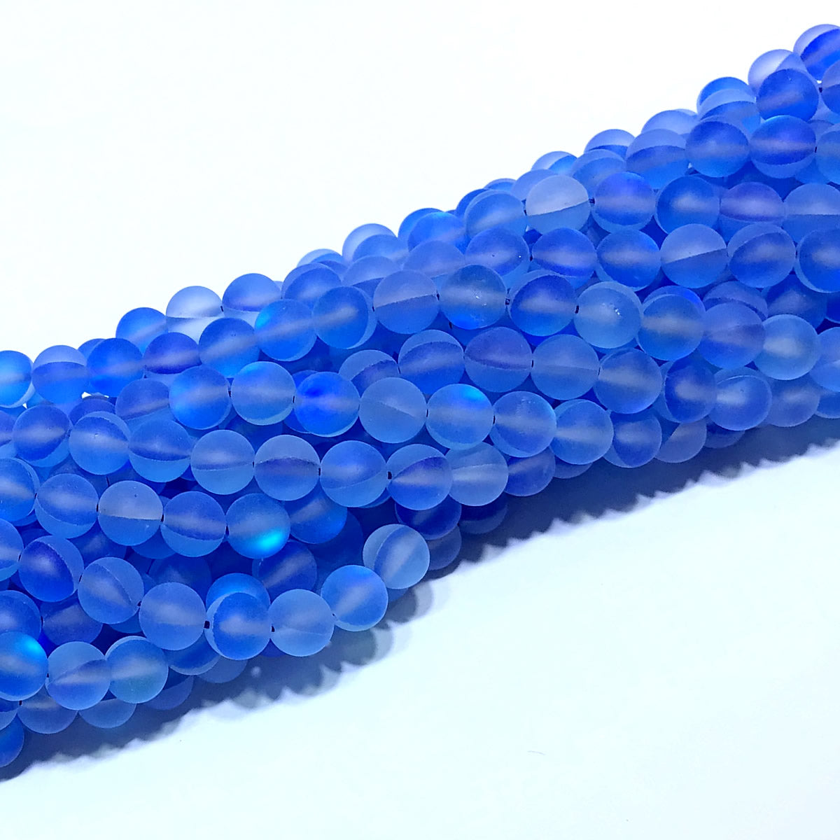 CMS315 Synthetic Moonstone Beads Matte Round 6mm 15" Strand