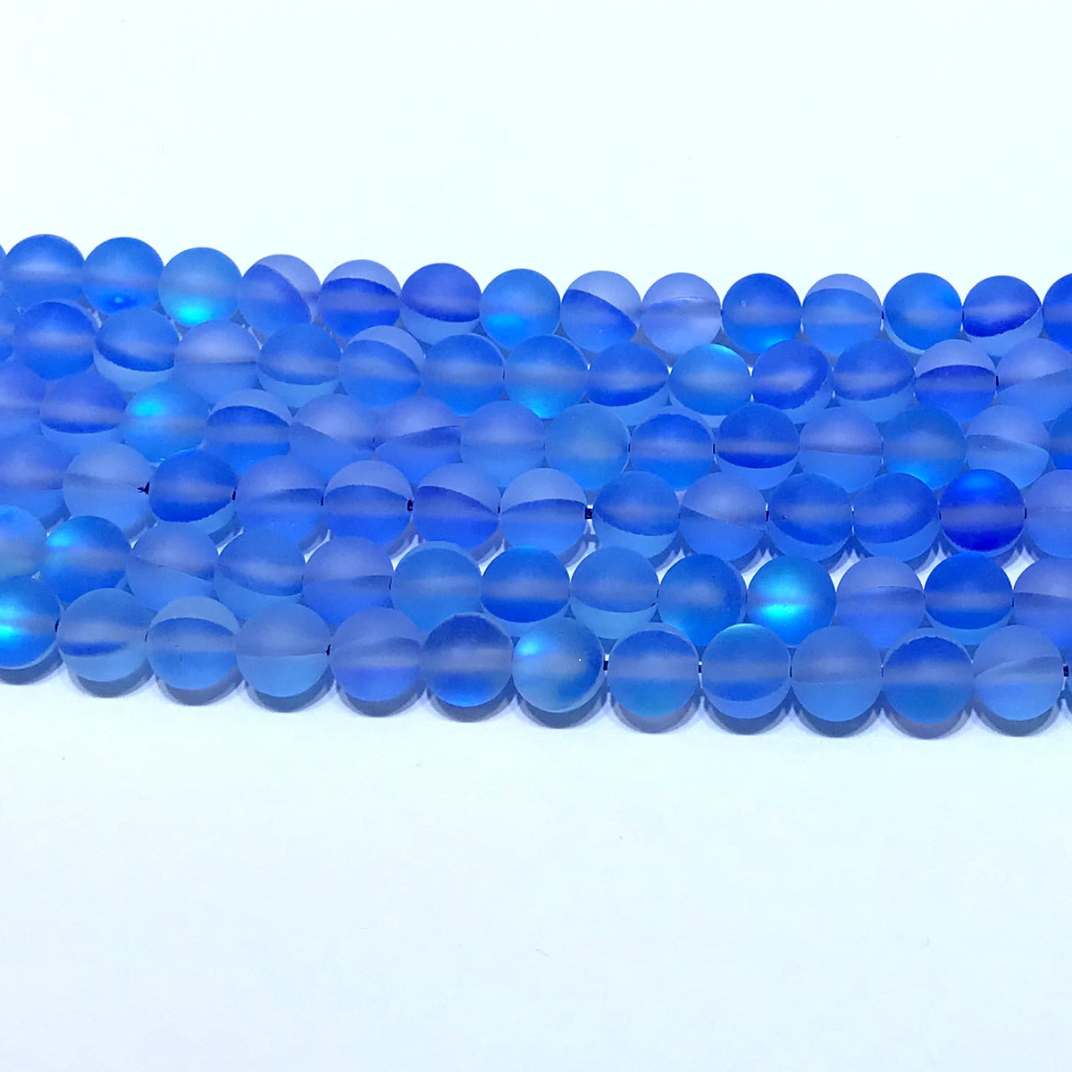 CMS315 Synthetic Moonstone Beads Matte Round 6mm 15" Strand