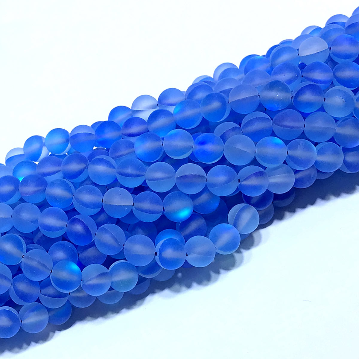 CMS316 Synthetic Moonstone Beads Matte Round 8mm 15" Strand