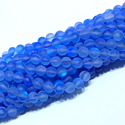 CMS316 Synthetic Moonstone Beads Matte Round 8mm 15" Strand