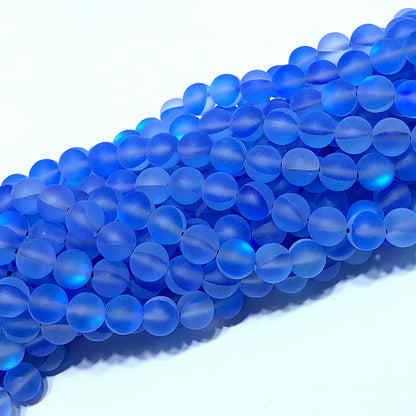 CMS317 Synthetic Moonstone Beads Matte Round 10mm 15" Strand