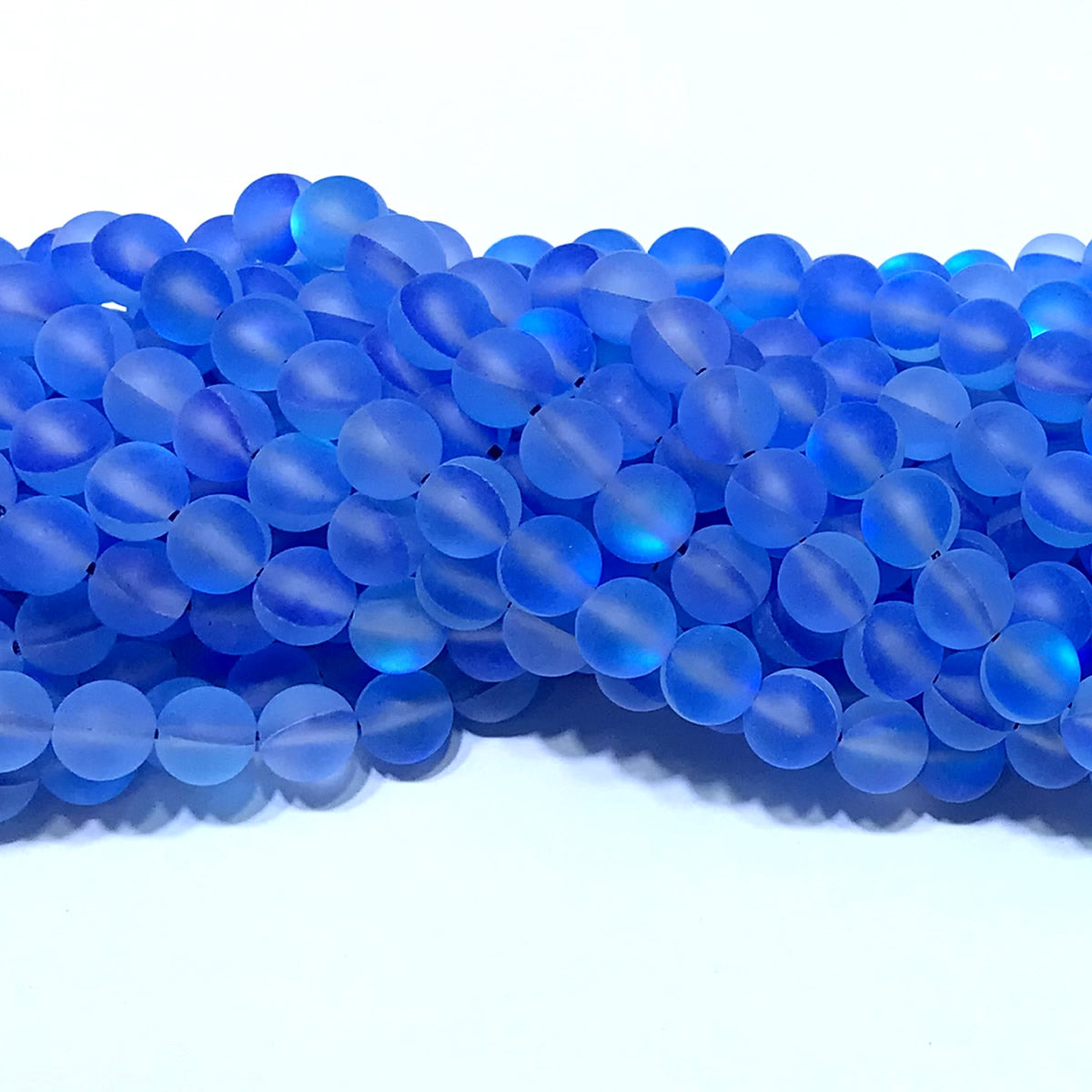 CMS317 Synthetic Moonstone Beads Matte Round 10mm 15" Strand