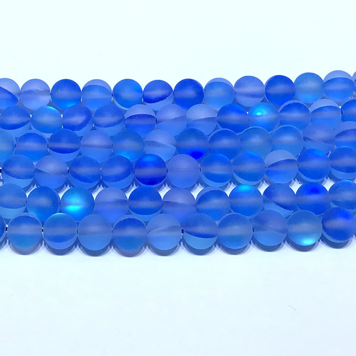 CMS317 Synthetic Moonstone Beads Matte Round 10mm 15" Strand