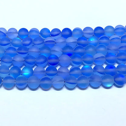 CMS317 Synthetic Moonstone Beads Matte Round 10mm 15" Strand