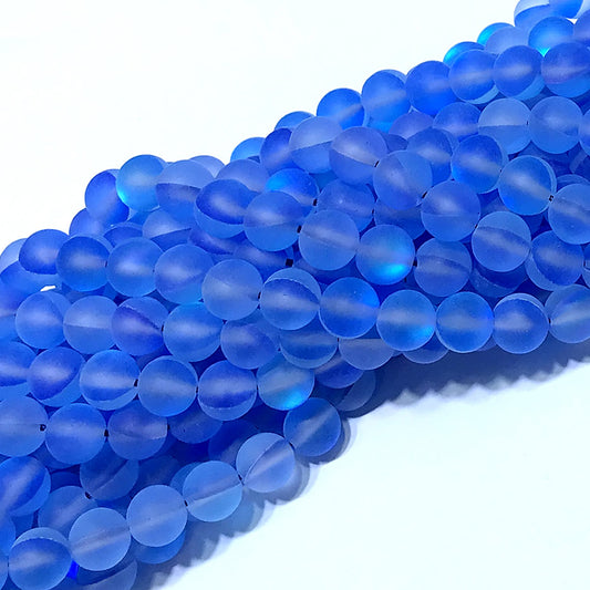 CMS318 Synthetic Moonstone Beads Matte Round 12mm 15" Strand