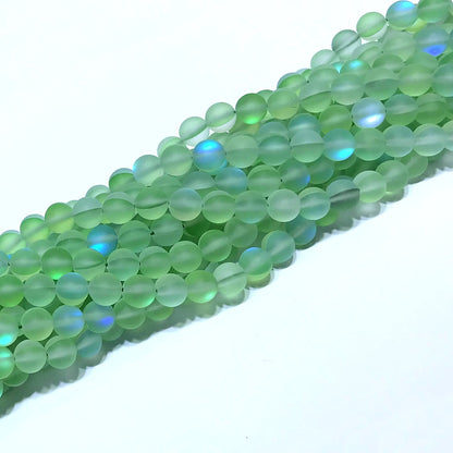 CMS325 Synthetic Moonstone Beads Matte Round 6mm 15" Strand