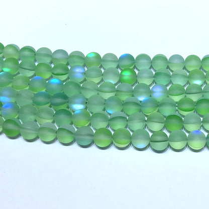 CMS325 Synthetic Moonstone Beads Matte Round 6mm 15" Strand