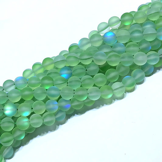 CMS326 Synthetic Moonstone Beads Matte Round 8mm 15" Strand