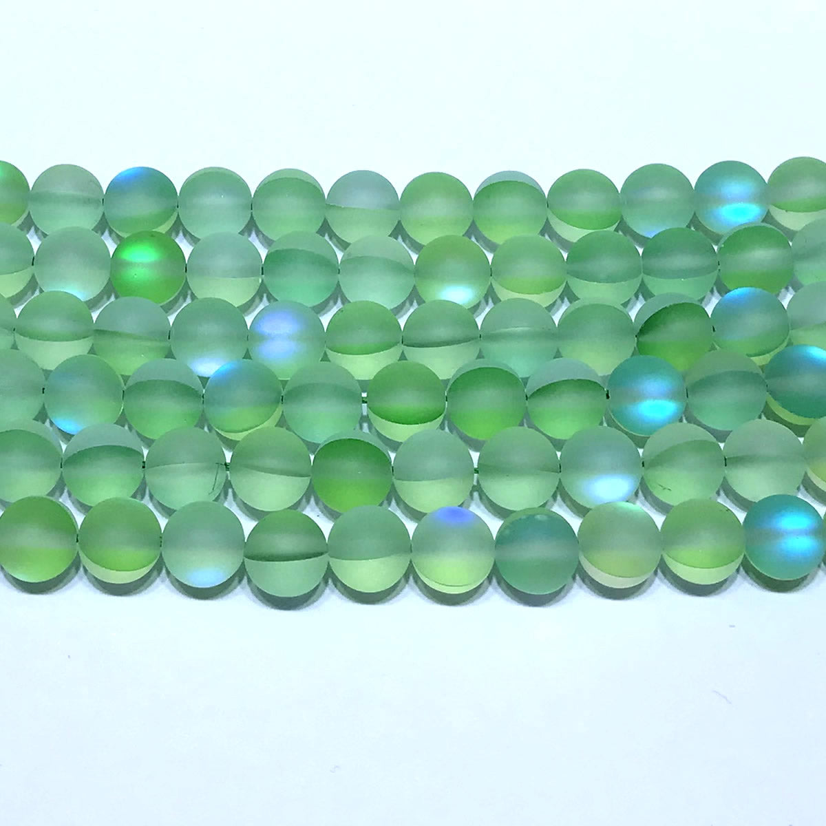 CMS327 Synthetic Moonstone Beads Matte Round 10mm 15" Strand