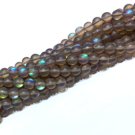 CMS335 Synthetic Moonstone Beads Matte Round 6mm 15" Strand