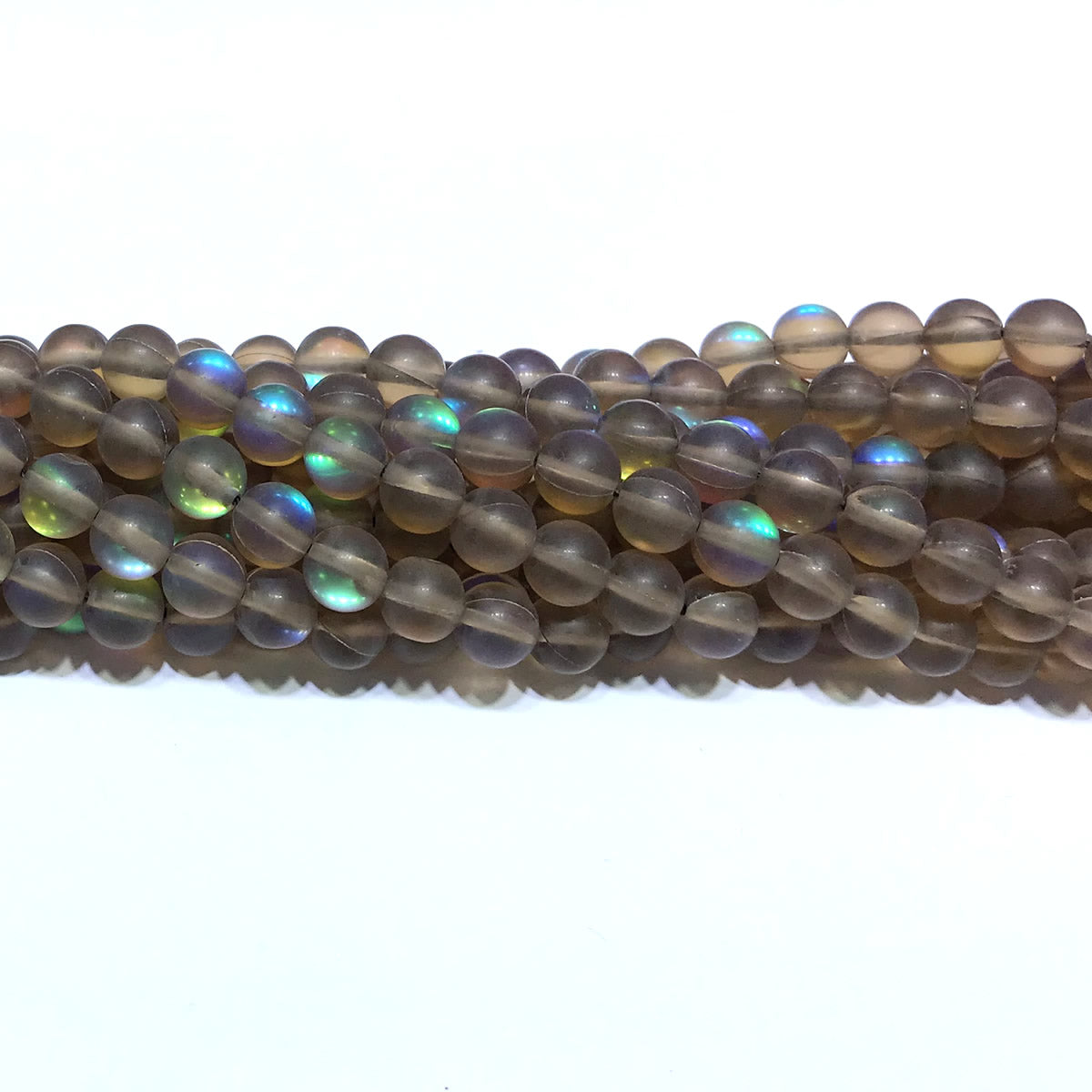 CMS335 Synthetic Moonstone Beads Matte Round 6mm 15" Strand