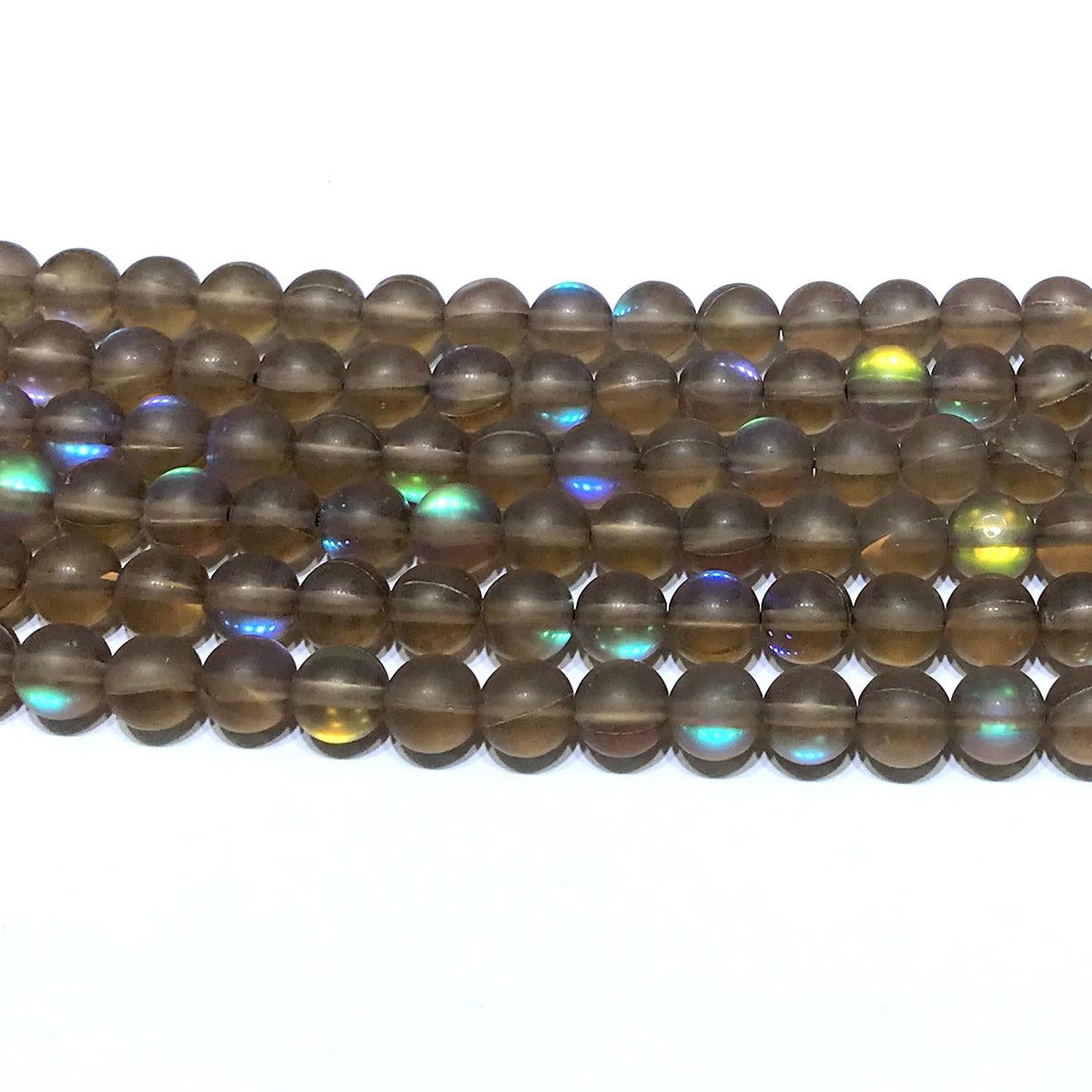 CMS335 Synthetic Moonstone Beads Matte Round 6mm 15" Strand