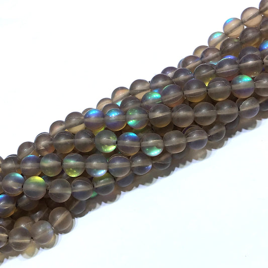 CMS336 Synthetic Moonstone Beads Matte Round 8mm 15" Strand