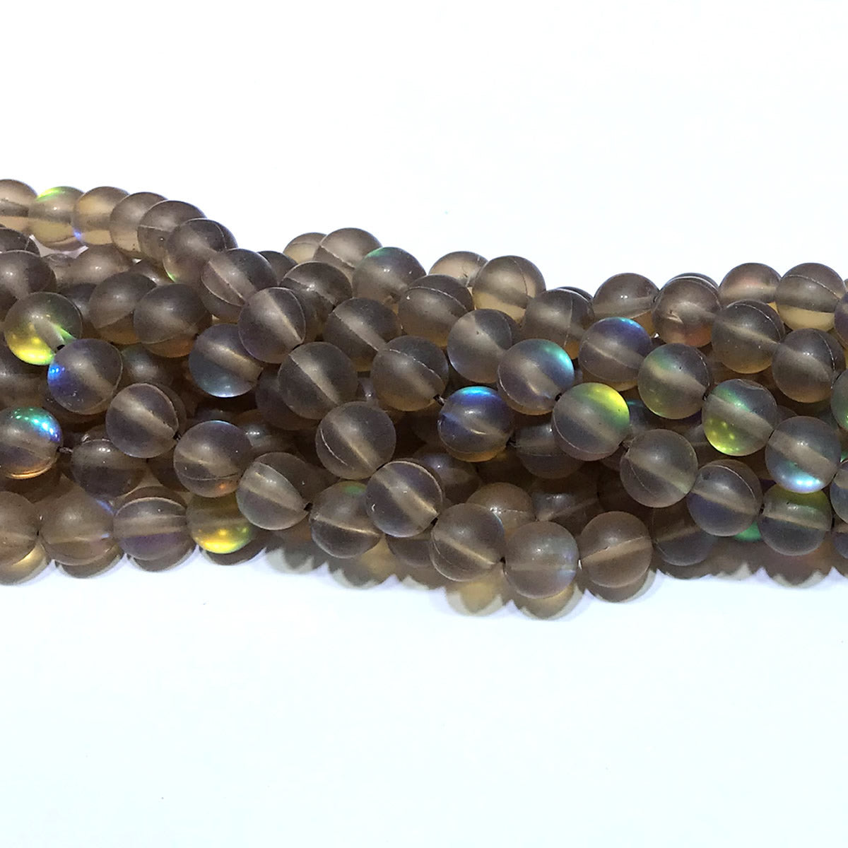 CMS337 Synthetic Moonstone Beads Matte Round 10mm 15" Strand