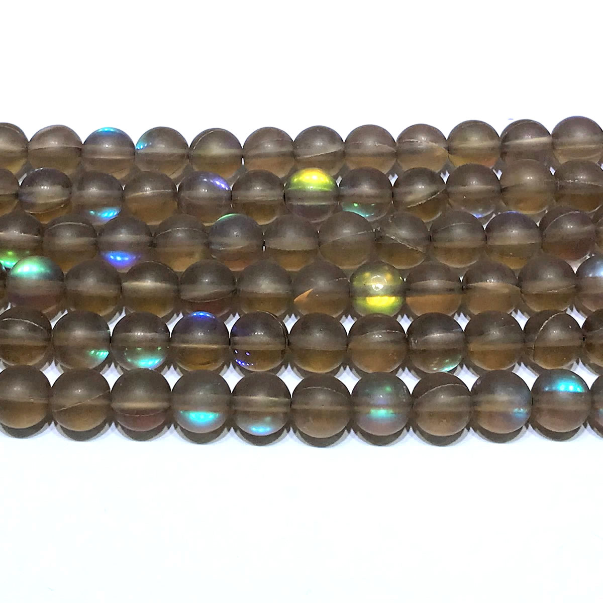 CMS337 Synthetic Moonstone Beads Matte Round 10mm 15" Strand