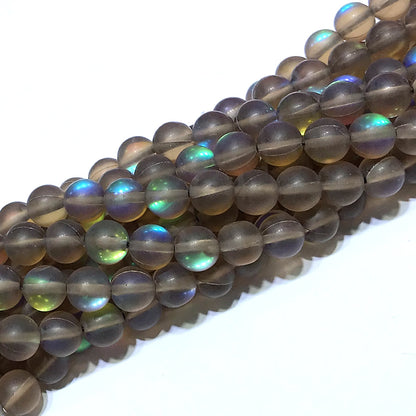 CMS338 Synthetic Moonstone Beads Matte Round 12mm 15" Strand