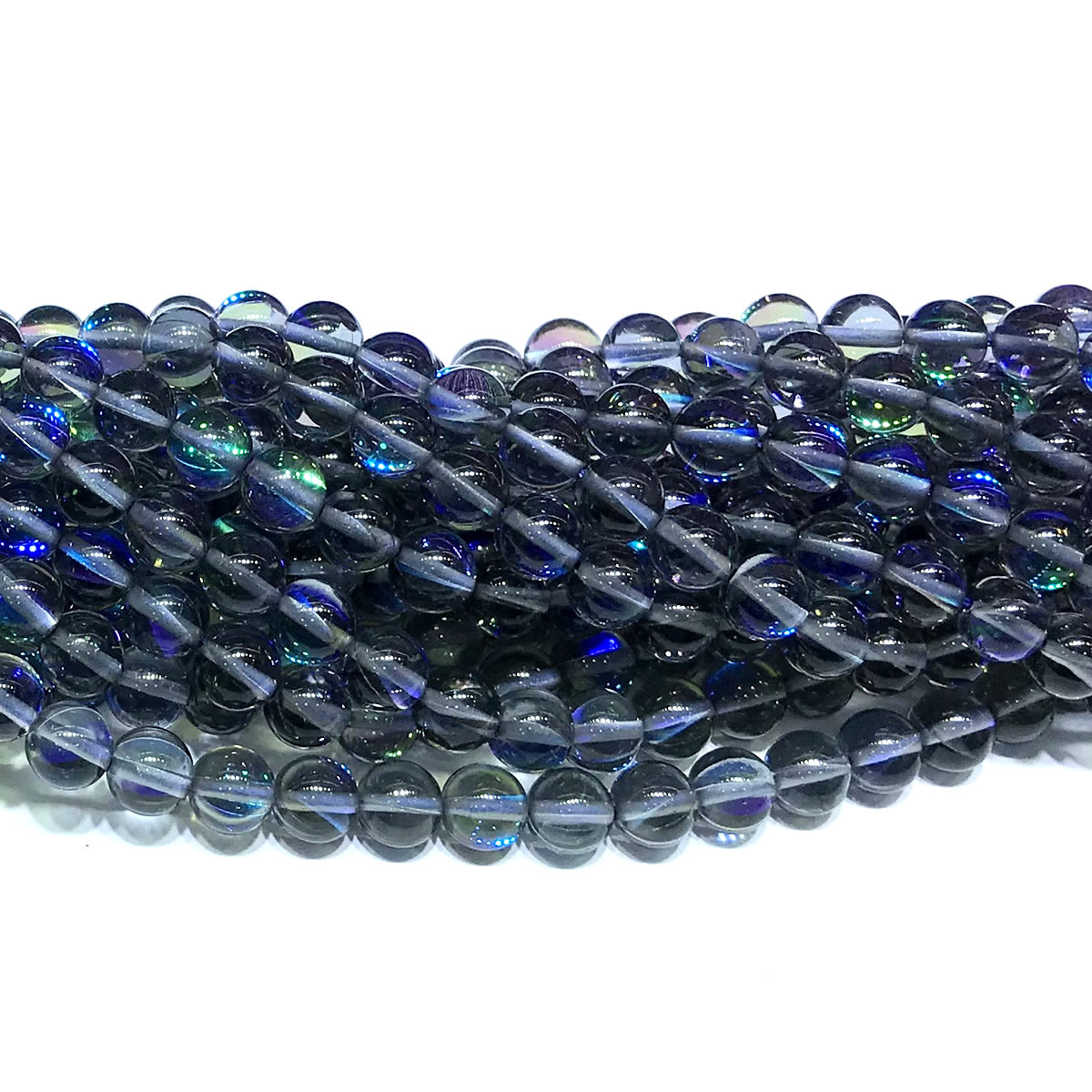 CMS341 Synthetic Moonstone Beads Smooth Round 8mm 15" Strand