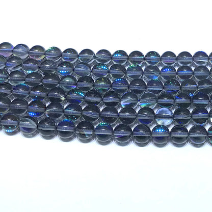 CMS341 Synthetic Moonstone Beads Smooth Round 8mm 15" Strand