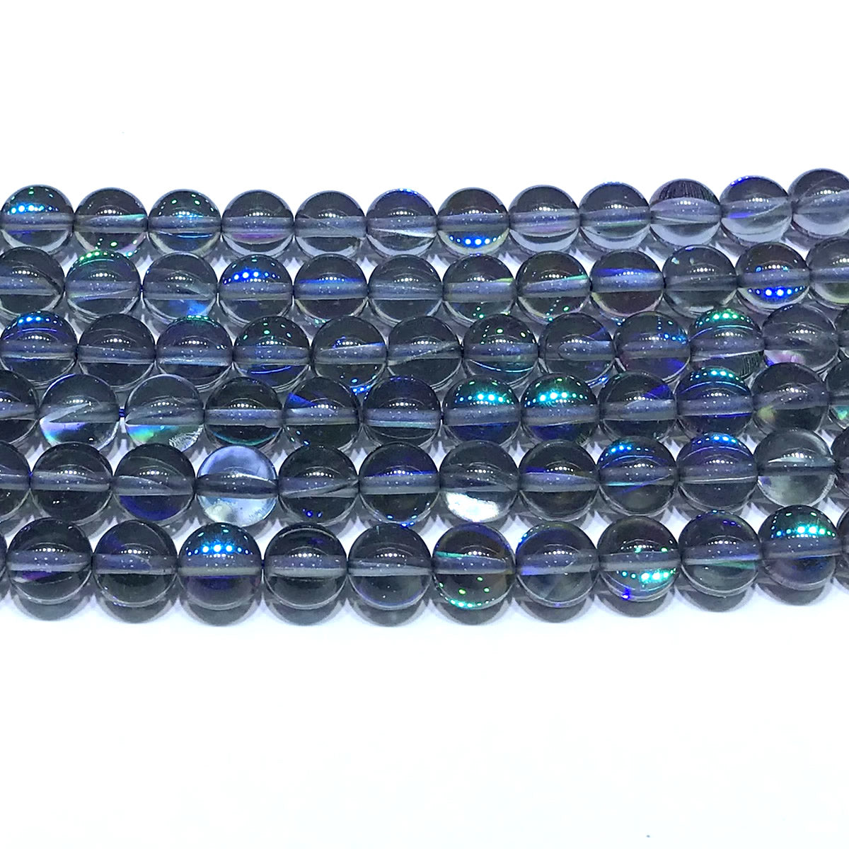 CMS342 Synthetic Moonstone Beads Smooth Round 10mm 15" Strand