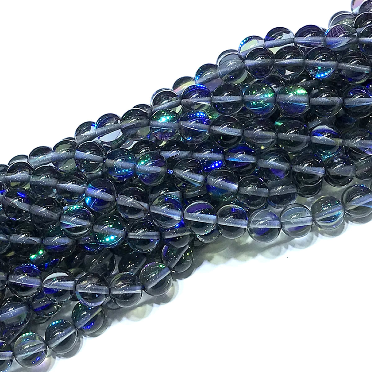 CMS343 Synthetic Moonstone Beads Smooth Round 12mm 15" Strand