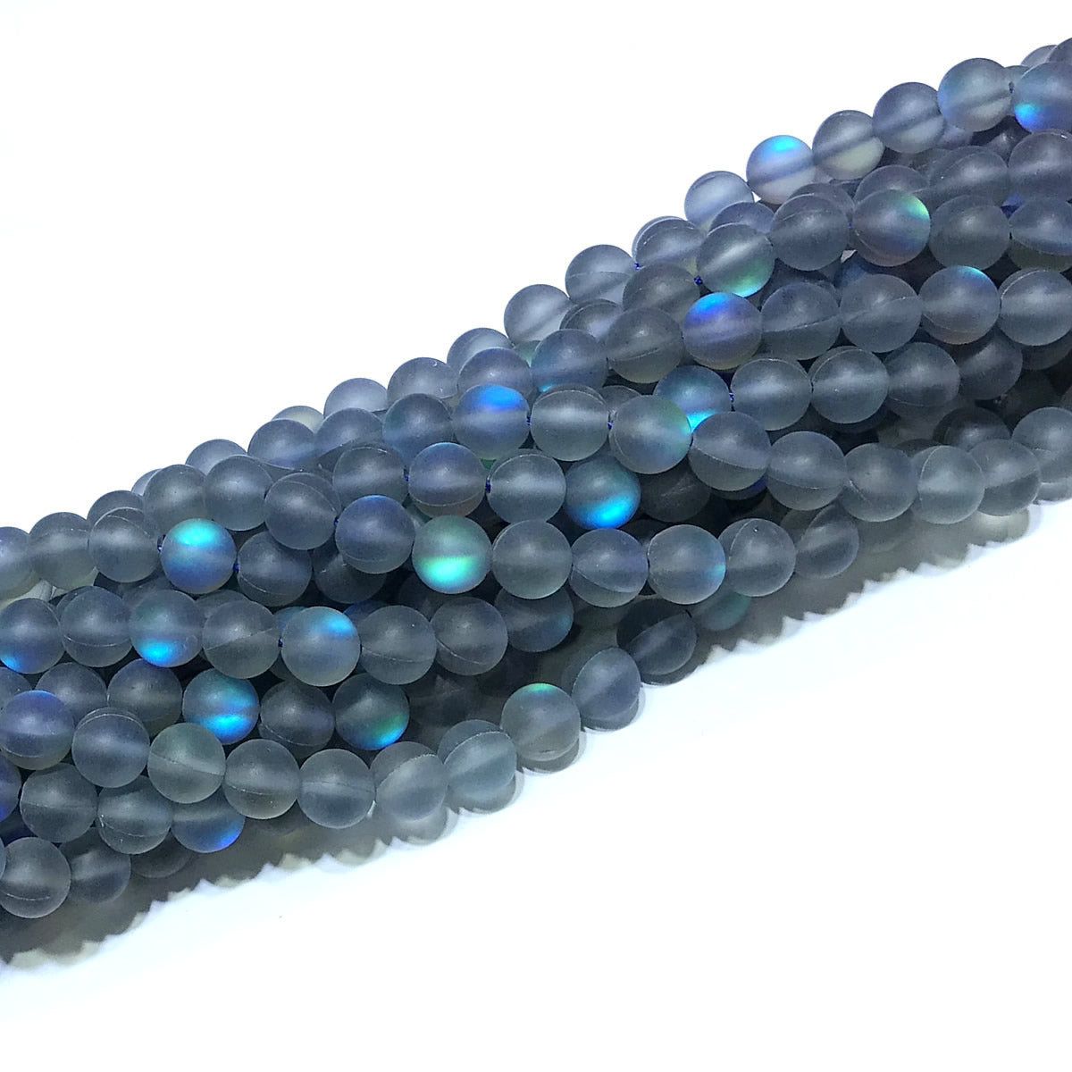 CMS345 Synthetic Moonstone Beads Matte Round 6mm 15" Strand