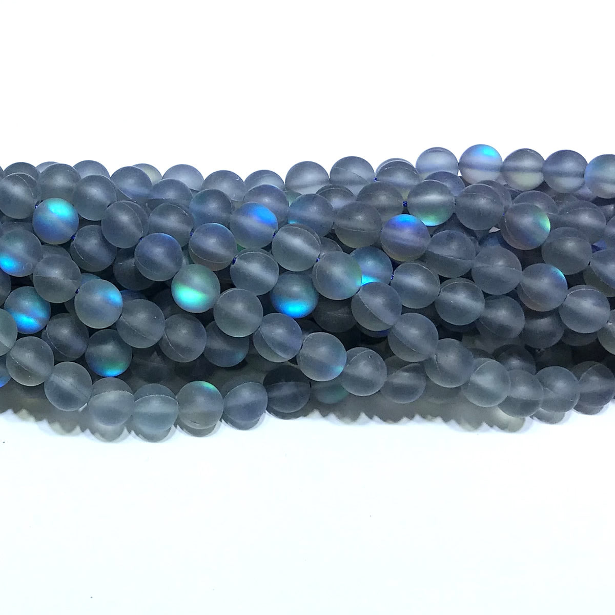 CMS345 Synthetic Moonstone Beads Matte Round 6mm 15" Strand