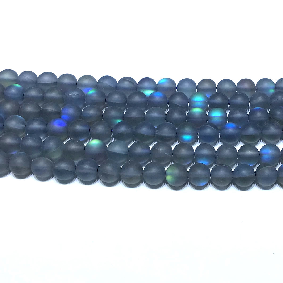 CMS345 Synthetic Moonstone Beads Matte Round 6mm 15" Strand