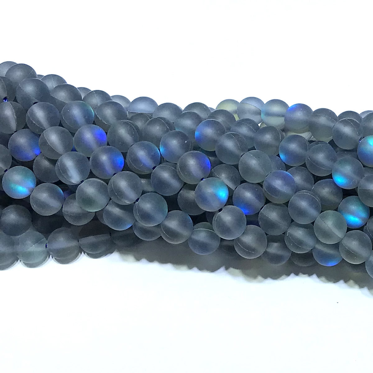 CMS347 Synthetic Moonstone Beads Matte Round 10mm 15" Strand