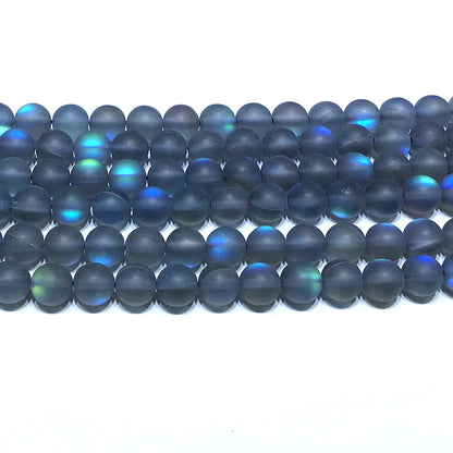 CMS347 Synthetic Moonstone Beads Matte Round 10mm 15" Strand