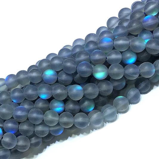 CMS348 Synthetic Moonstone Beads Matte Round 12mm 15" Strand